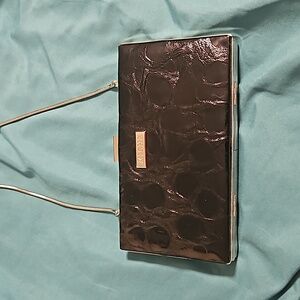 EUC Miche black clutch with silver tone accents